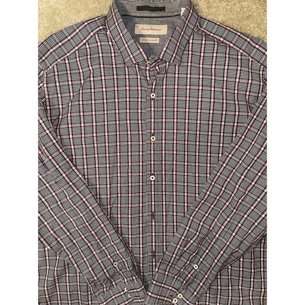 Tommy Bahama Button Up Shirt Mens 2XL Island Modern Fit Long Sleeve Purple